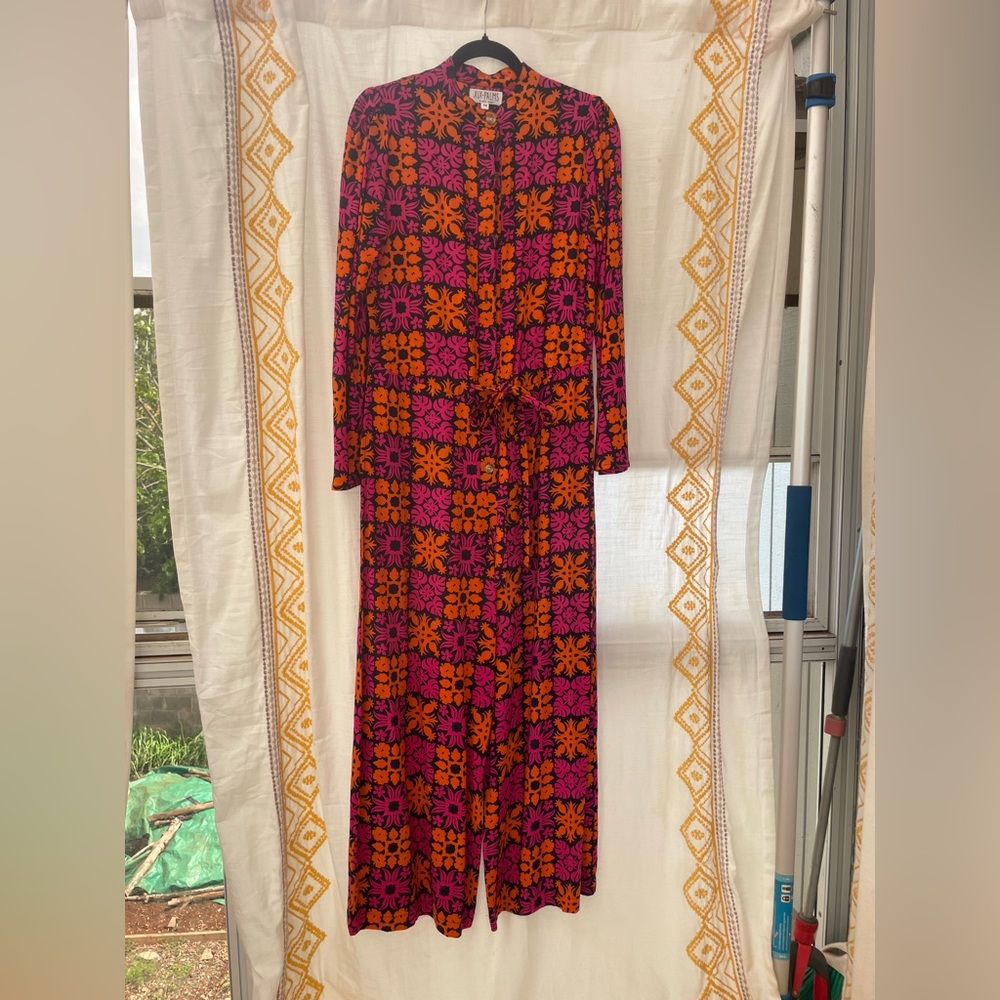 Floral Patterned Jumpsuit in Pink and Orange